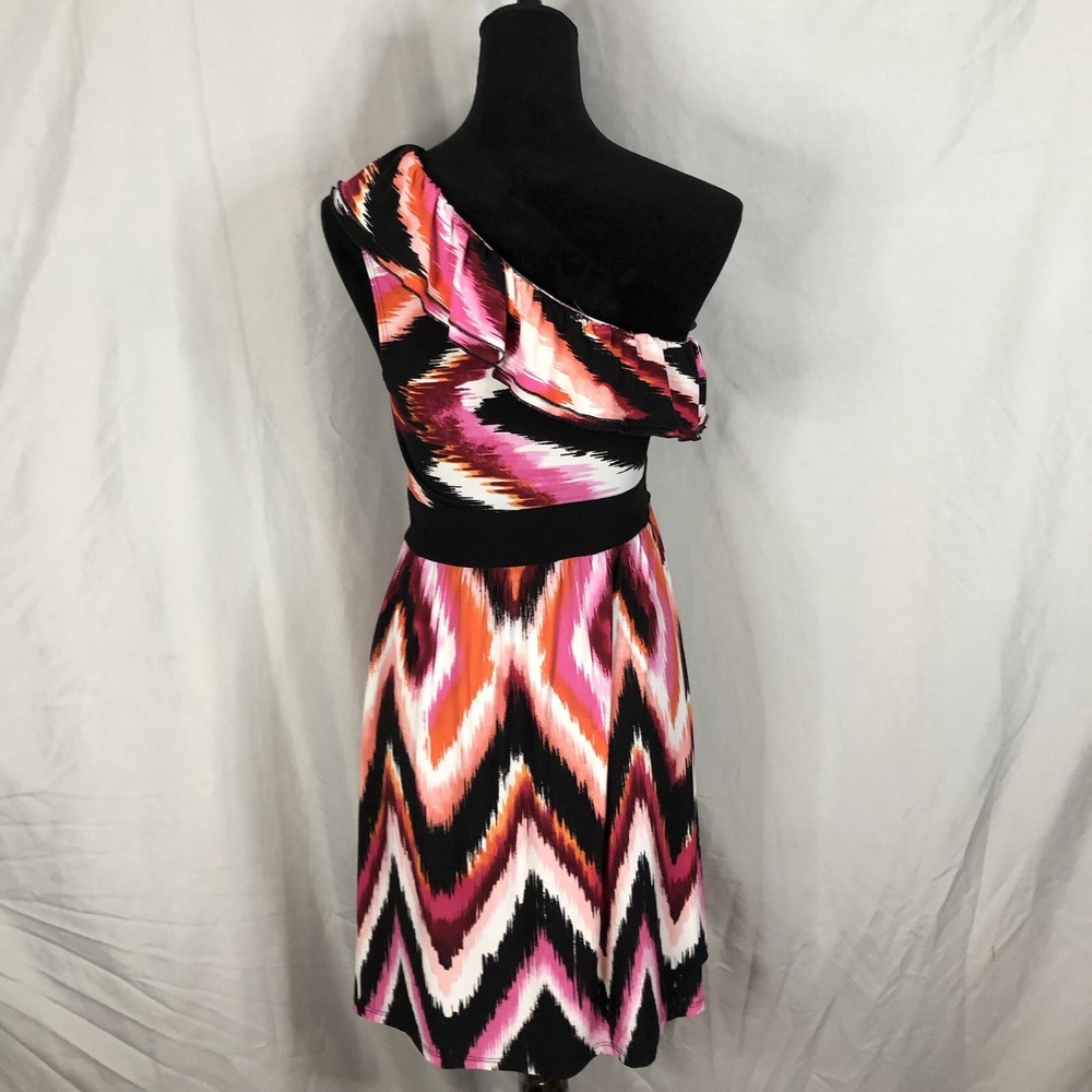 Vintage Y2K! WRAPPER Size Medium Colorful iKat Inspired One Shoulder Mini Dress‎ - Picture 5 of 10